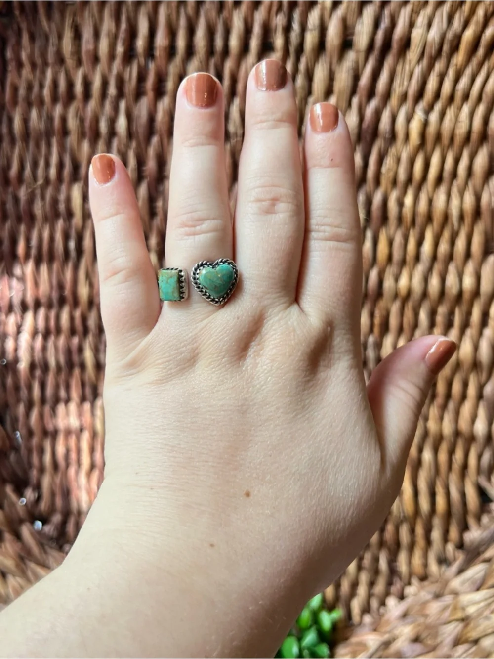 Kingman Turquoise Heart Bypass Ring 925 Sterling Silver Size 8 - Picture 9 of 14